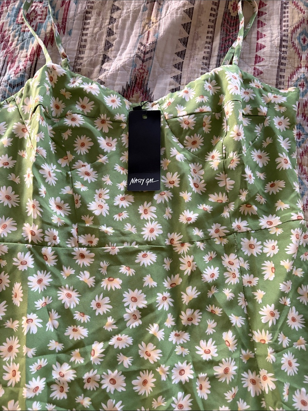 Nasty Gal Green Daisy Print Jumpsuit
